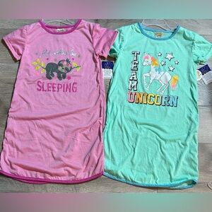 2 Girl’s Nightgowns-I’d Rather Be Sleeping & Team Unicorn- Size 10/12